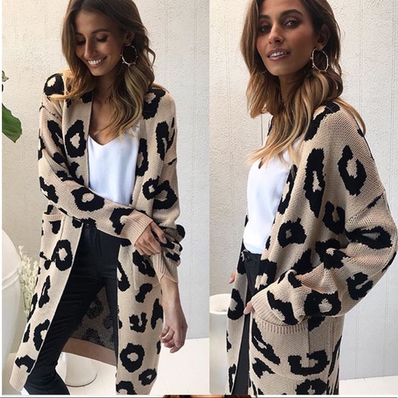 RESTOCKED! Leopard Print Long Knit Cardigan - Picture 2 of 5